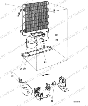 Взрыв-схема холодильника Arthur Martin AR6601T - Схема узла Cooling system 017